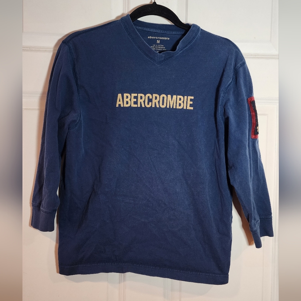 Abercrombie Vintage Y2K Navy Blue Cotton 3/4 Sleeve Top Medium